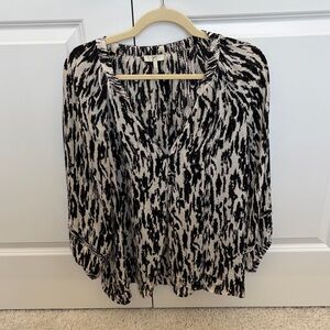 Joie Black and White Abstract Blouse